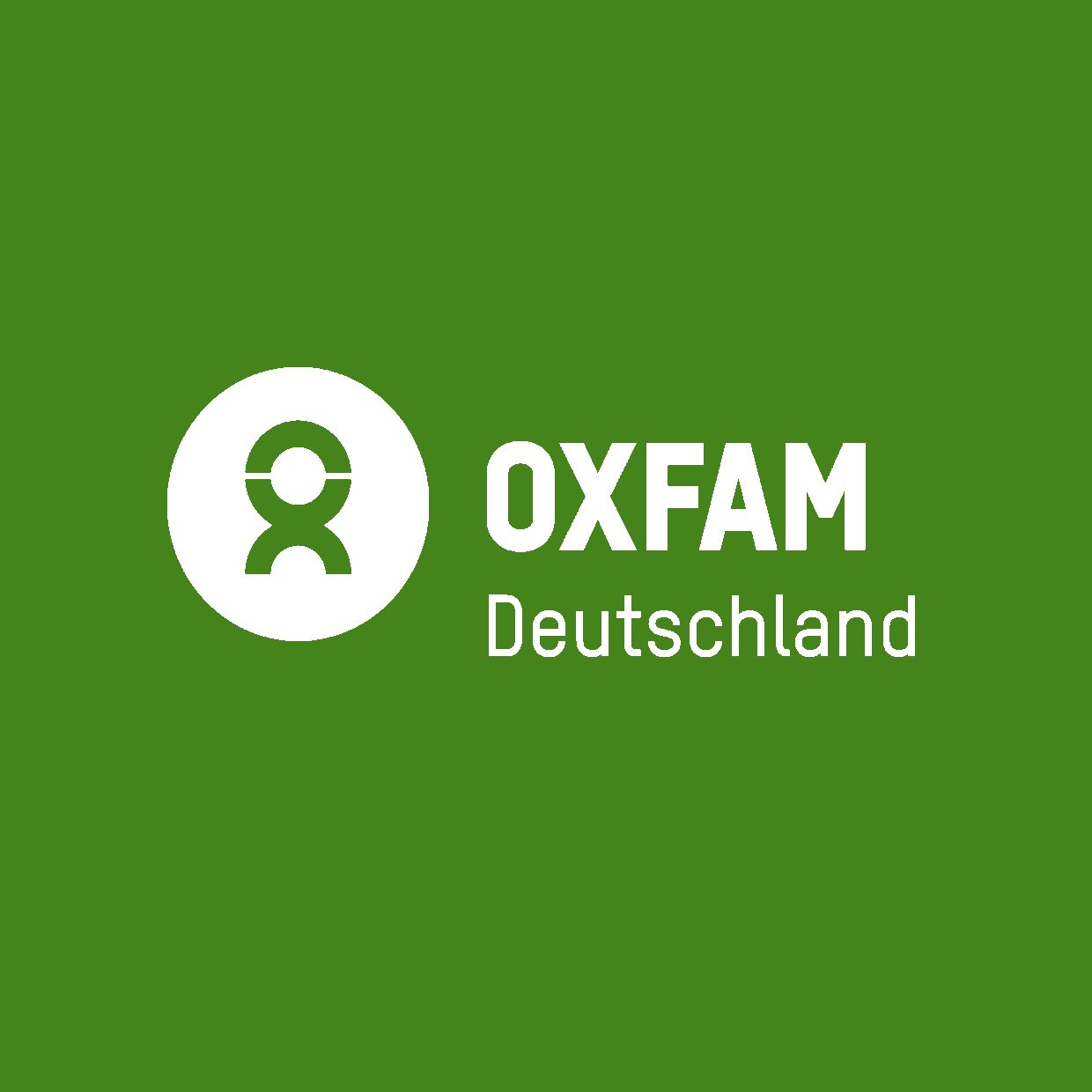 Oxfam Logo vor grünem Hintergrund