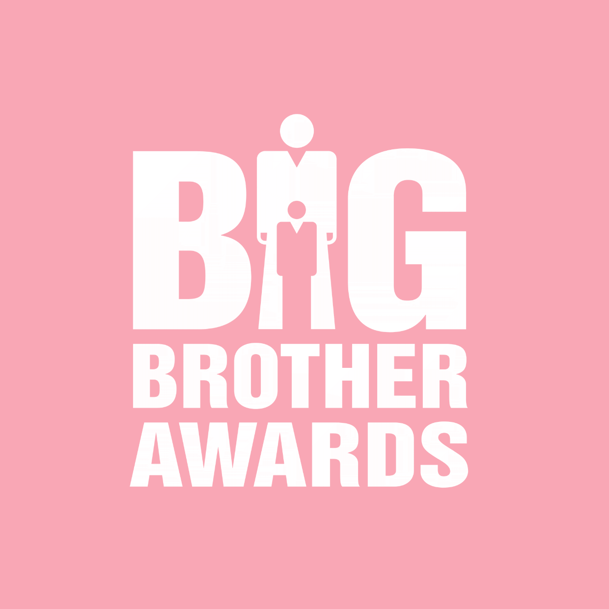 Logo des Big Brother Awards vor rosa Hintergrund